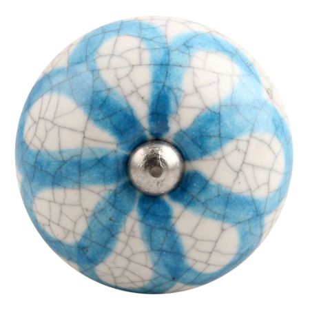 Blue Foral Crackle Ceramic Wine Stopper